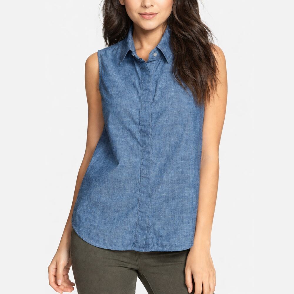 Rag & Bone Chambray Sleeveless Button Front Top Size L